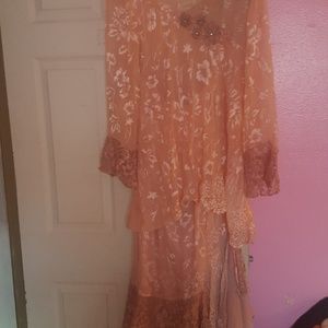 2 piece Peach color evening ware.